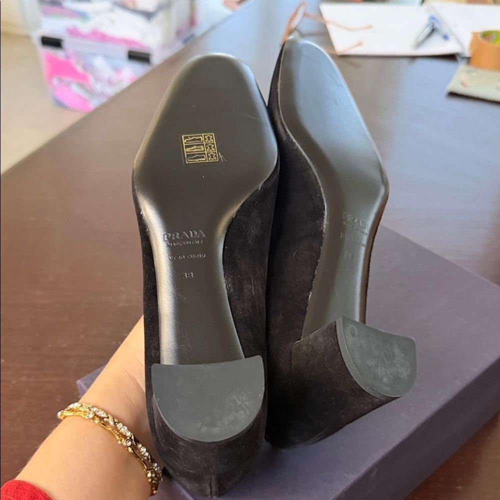 Prada Black Suede Tassel Loafers 38 - Picture 7 of 7